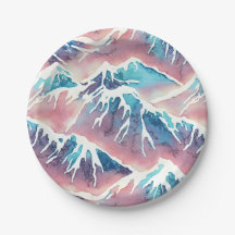 Retro Snowy Pastel Mountains