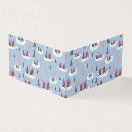 Retro Snowy Träd Helgdag-presentationskort Kort