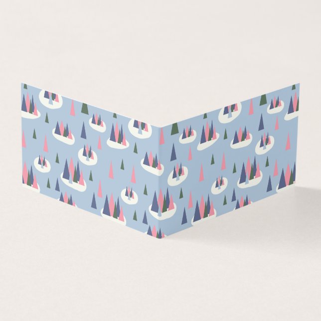 Retro Snowy Träd Helgdag-presentationskort Kort (Utsida)