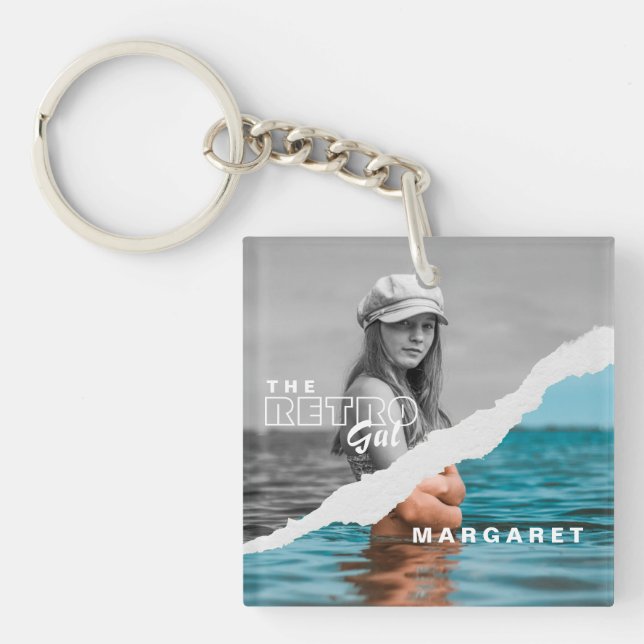 Retro Snyggt Black & White Porträtt Photo Visning (Framsidan)