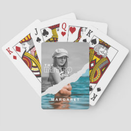 Retro Snyggt Black & White Porträtt Photo Visning Casinokort