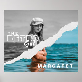 Retro Snyggt Black & White Porträtt Photo Visning Poster