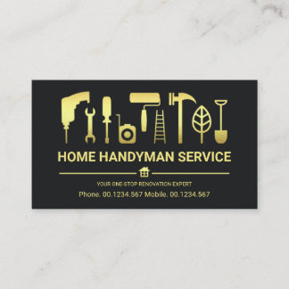 Retro Snyggt Guld Handyman Verktyg Visitkort