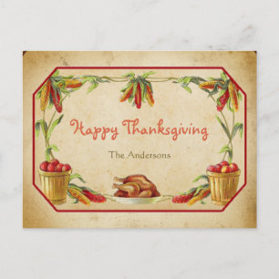 Retro Snyggt Maj äpple Turkiet Happy thanksgiving Helg Vykort