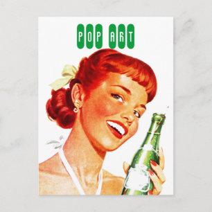 Retro-Snyggt med vykort Gal w/ Soda PUN ROLIGT Pop