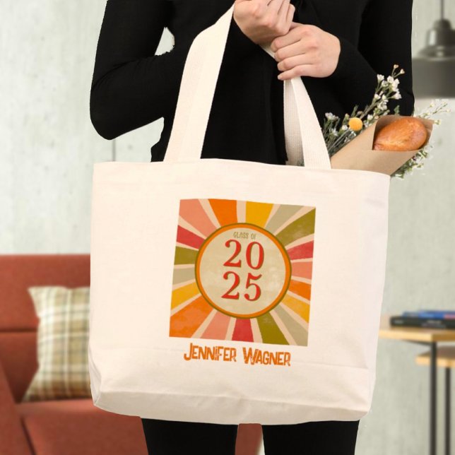 Retro Snyggt Modern klass 2025 Studenten Namn Jumbo Tygkasse (Skapare uppladdad)