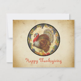 Retro Snyggt Turkiet och Grapes Happy thanksgiving Julkort