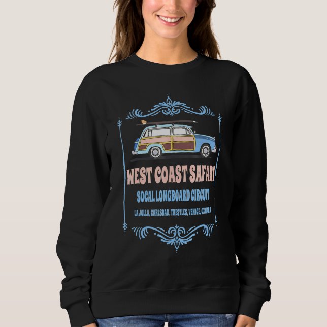 Retro SoCal Surfing Väster Kusten Safari Long Boar T Shirt (Framsida)