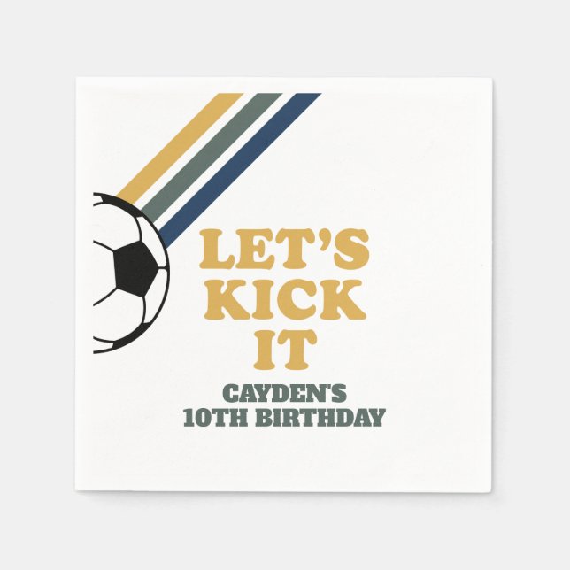 Retro Soccer Birthday Napkins Pappersservett (Framsidan)