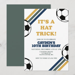 Retro Soccer Hat Trick 3-årsdag Inbjudningar