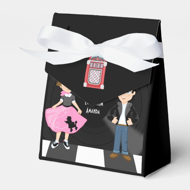 Retro Sock Hop Födelsedagsfest Presentaskar (Framsidan Sidan)