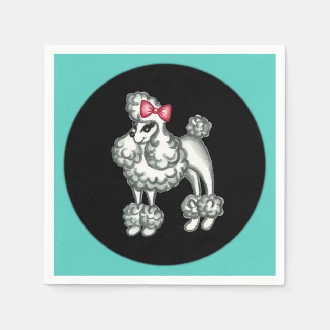 Retro Sock Hop Franska Pudel Party Servetter (Framsidan)