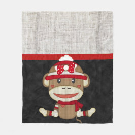 Retro sock monkey fleecefilt