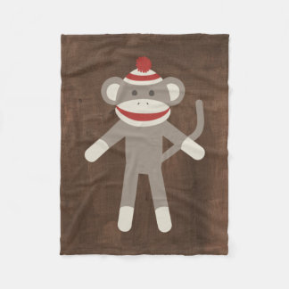 Retro sock monkey fleecefilt