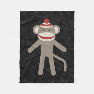 Retro sock monkey fleecefilt