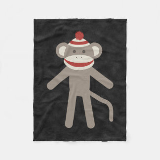 Retro sock monkey fleecefilt