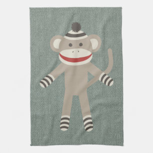 Retro sock monkey kökshandduk