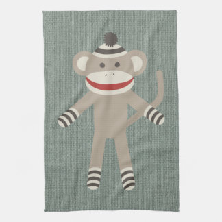 Retro sock monkey kökshandduk