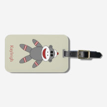 Retro Sock monkey på Tan med Namn