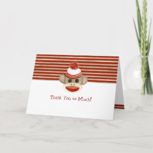 Retro Sock monkey w Stocking Cap Pojke Gifts Tack Kort