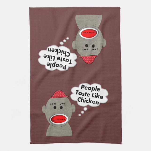 Retro sock monkeykökshanddukar kökshandduk (Vertikal)