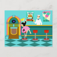 Retro Soda Fontän vykort