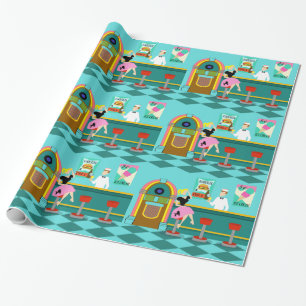 Retro sodavattenfontän som slår in papper presentpapper
