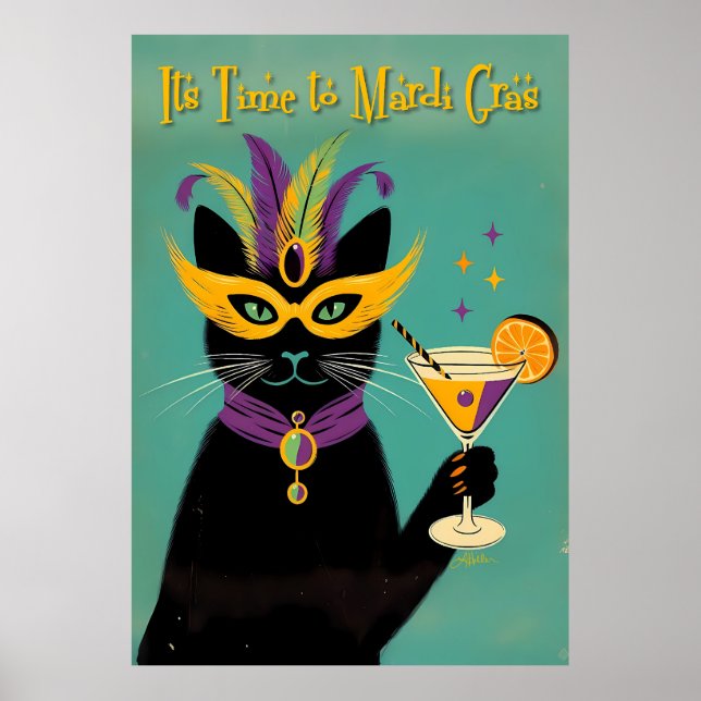 Retro Sofistikater Det är dags för Mardi Gras Mart Poster (Framsidan)