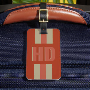 Retro Soft vinröd skuggmonogram initialer Bagagebricka