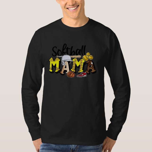 Retro Softball Mama Mom Life Game Day Mama Mothers T Shirt (Framsida)