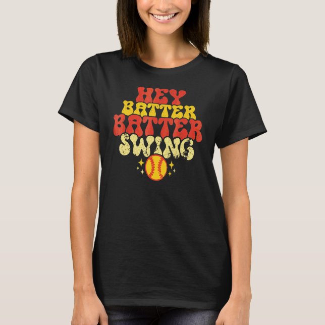 Retro Softball Mamma, Batter Batter Swing Softba T Shirt (Framsida)