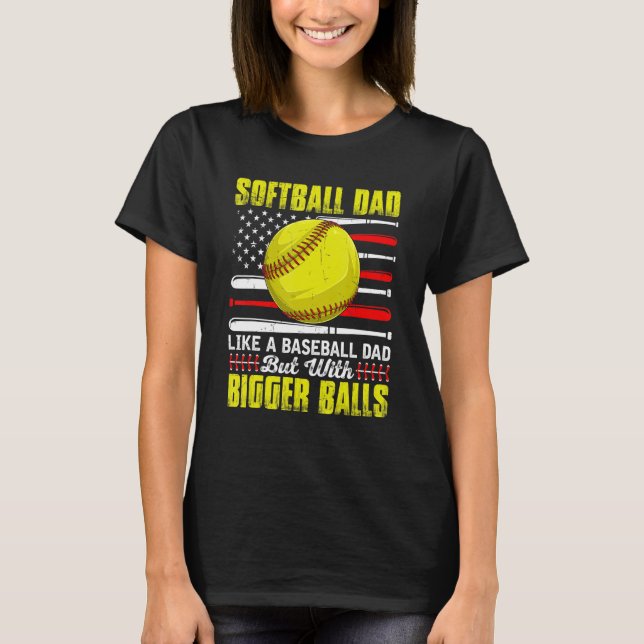 Retro Softball Pappa Bigger Bollar Baseball Pappa  T Shirt (Framsida)