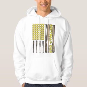 Retro Softboll Pappa Slagträ Och Boll Vektor Tröja Hoodie