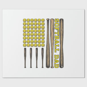Retro Softboll Pappa Slagträ Och Boll Vektor Tröja Presentpapper