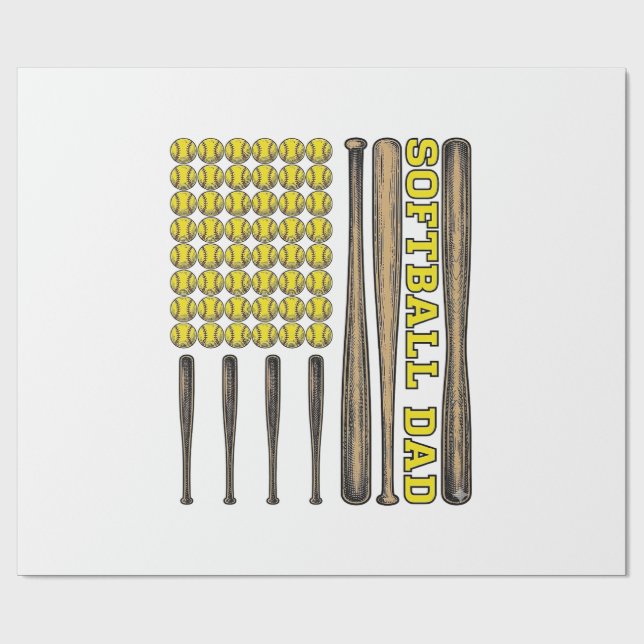 Retro Softboll Pappa Slagträ Och Boll Vektor Tröja Presentpapper (Platt)