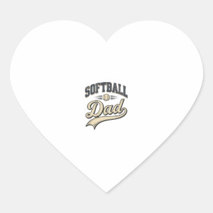 Retro Softboll Pappa Sport Pappa Tröja Design (2 Hjärtformat Klistermärke
