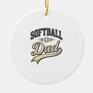 Retro Softboll Pappa Sport Pappa Tröja Design (2 Julgransprydnad Keramik