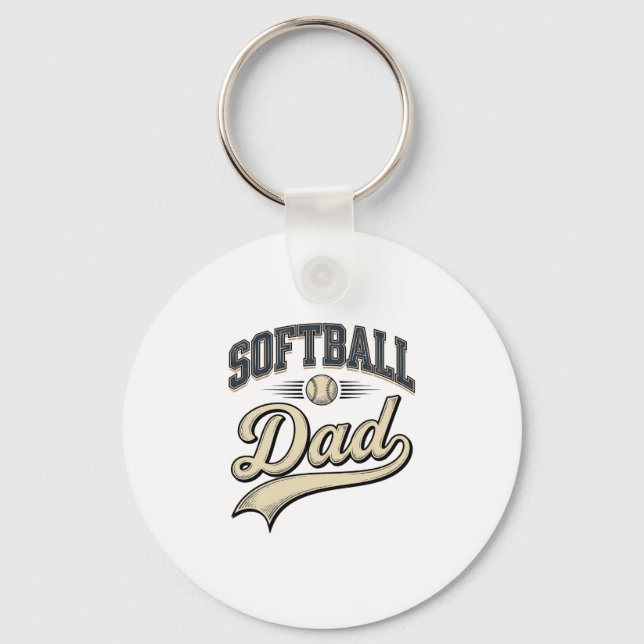 Retro Softboll Pappa Sport Pappa Tröja Design (2 Nyckelring (Framsida)