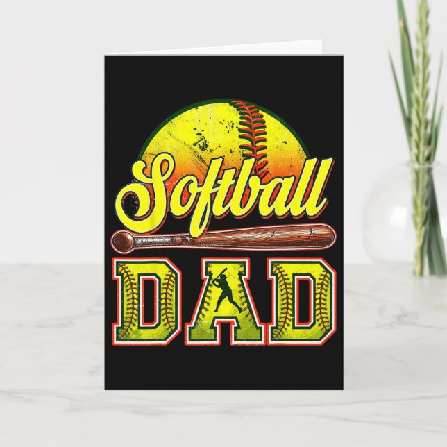 Retro Softll Dad Game Day Dad Father's Day  Kort (Framsida)