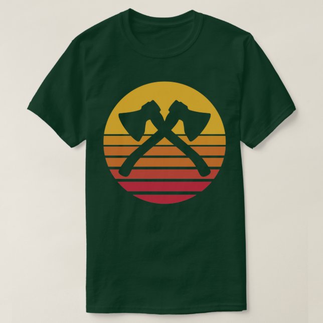 Retro Sol Ax-dragning T Shirt (Design framsida)