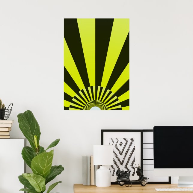 Retro Sol Boho Sunshine Gult Black Abstrakt Art Poster (Hemmakontoret)