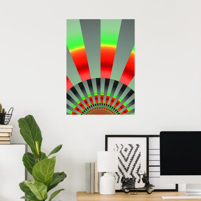 Retro Sol Boho Sunshine Gult Red Abstrakt Art Poster (Hemmakontoret)