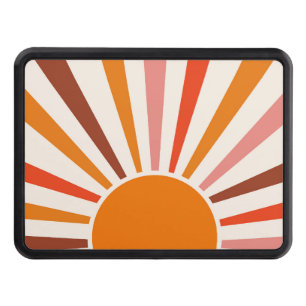 Retro Sol Burst Sunset Orange Gult Red Rosa Dragkroksskydd