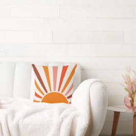 Retro Sol Burst Sunset Orange Gult Red Rosa Kudde
