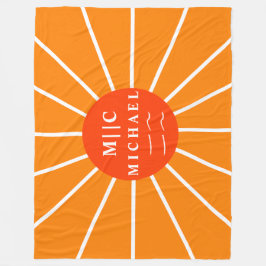 Retro sol, enkel, modern monogrambaserad personlig fleecefilt
