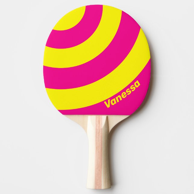 Retro Sol Försiktig Trefärgad Rand med Namn Pingisracket (Framsidan)