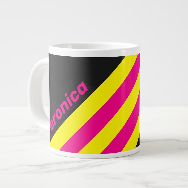 Retro Sol Glöd Ränder med Namn Jumbo Mugg (Framsida vänster)