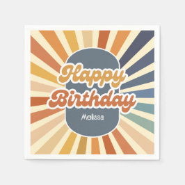 Retro Sol Groovy Wave Grattis på födelsedagen Pappersservett