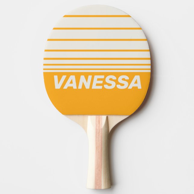 Retro Sol Kyssad Tre Horisontella Ränder med Namn Pingisracket (Framsidan)