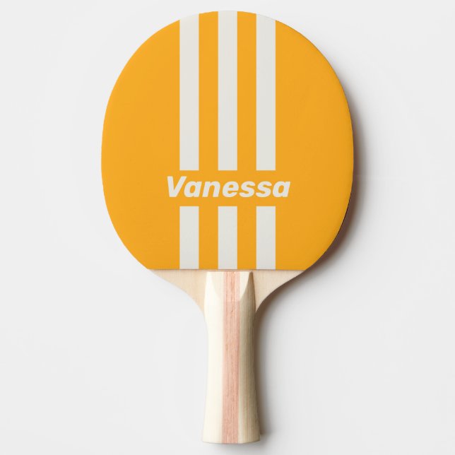 Retro Sol Kyssade Tre Pin Streck med Namn Pingisracket (Framsidan)
